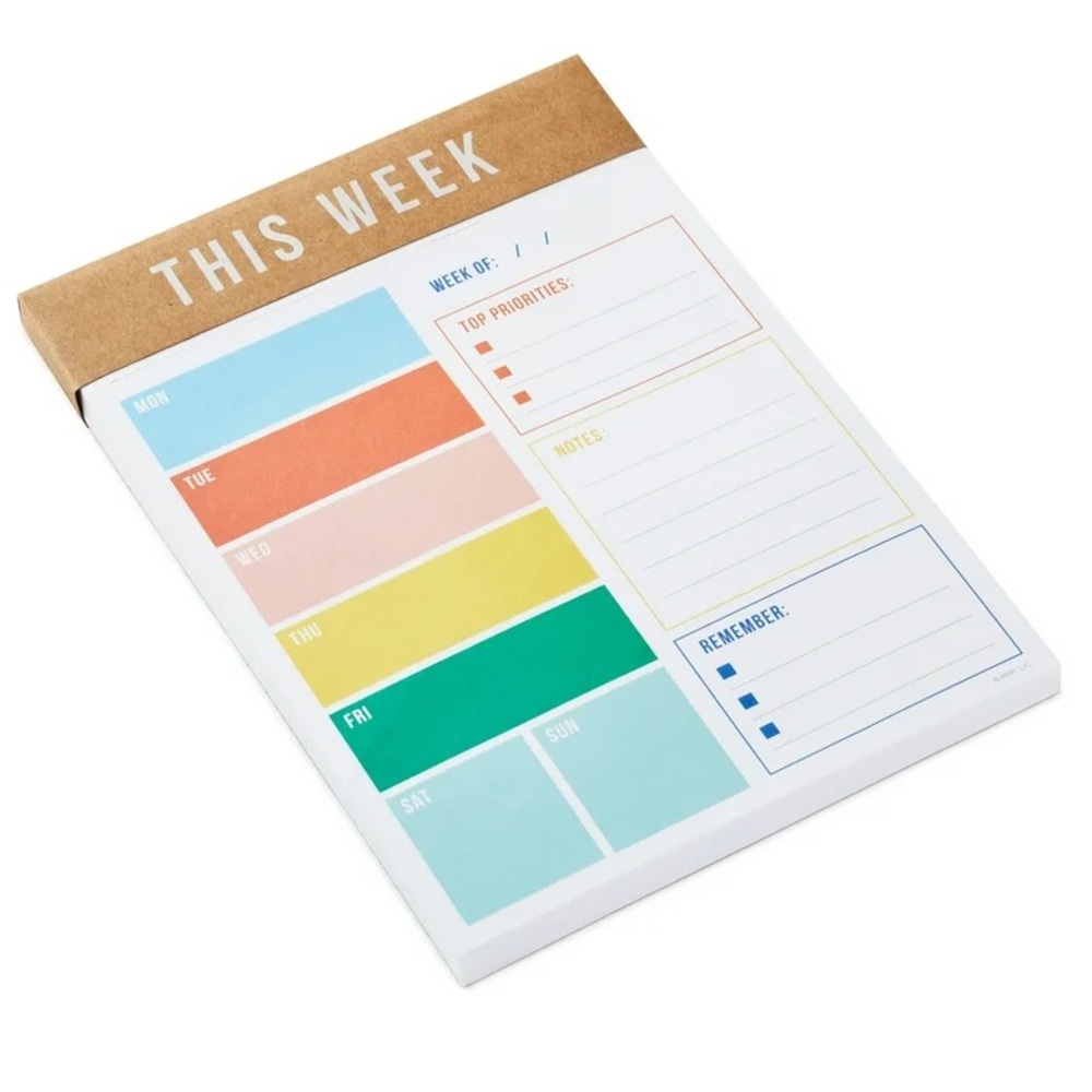 Hallmark 100 Sheet Undated Weekly Planner Note Pad NWT